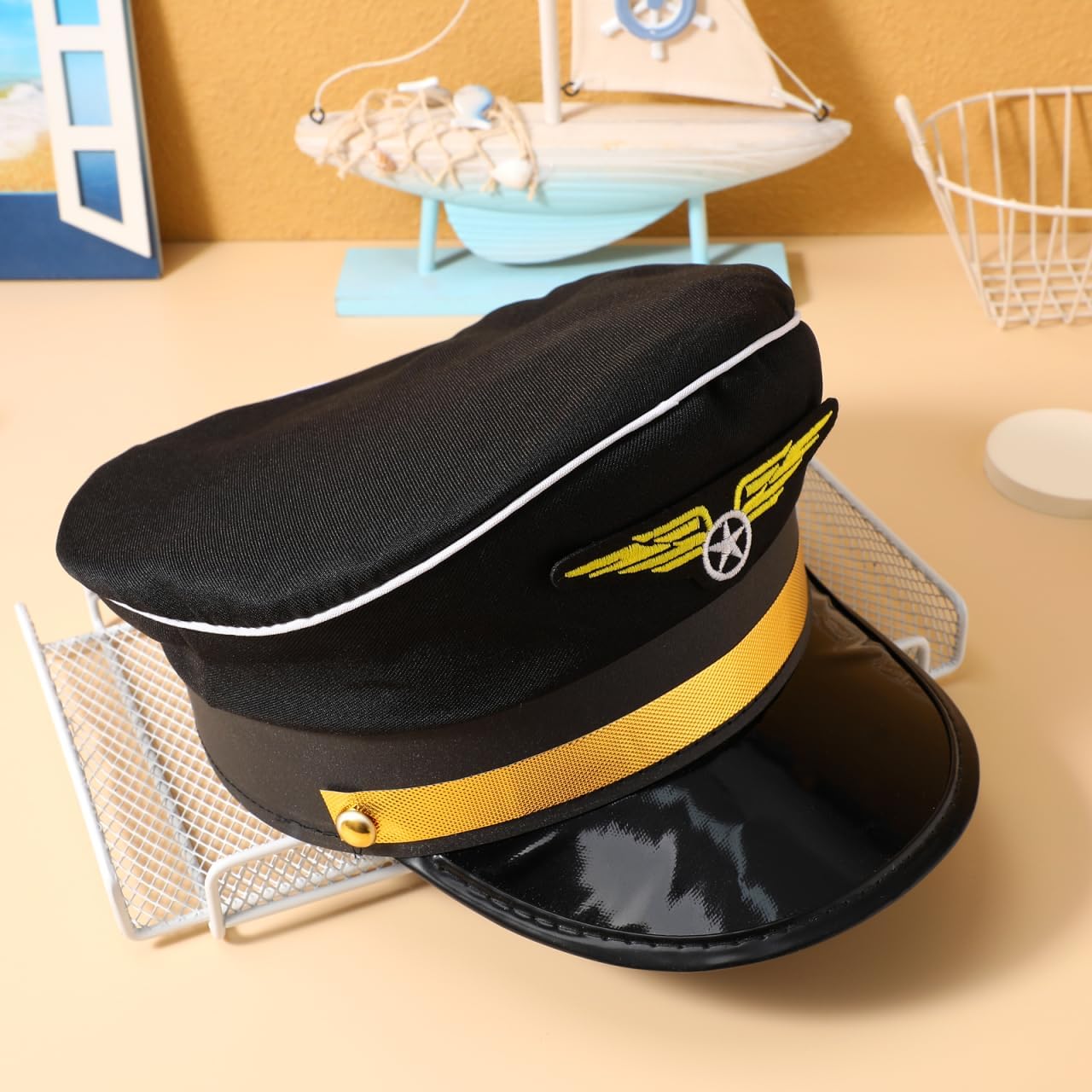 Toddmomy Kids Airline Costume Hat - Adjustable Uniform Pilot Hat
