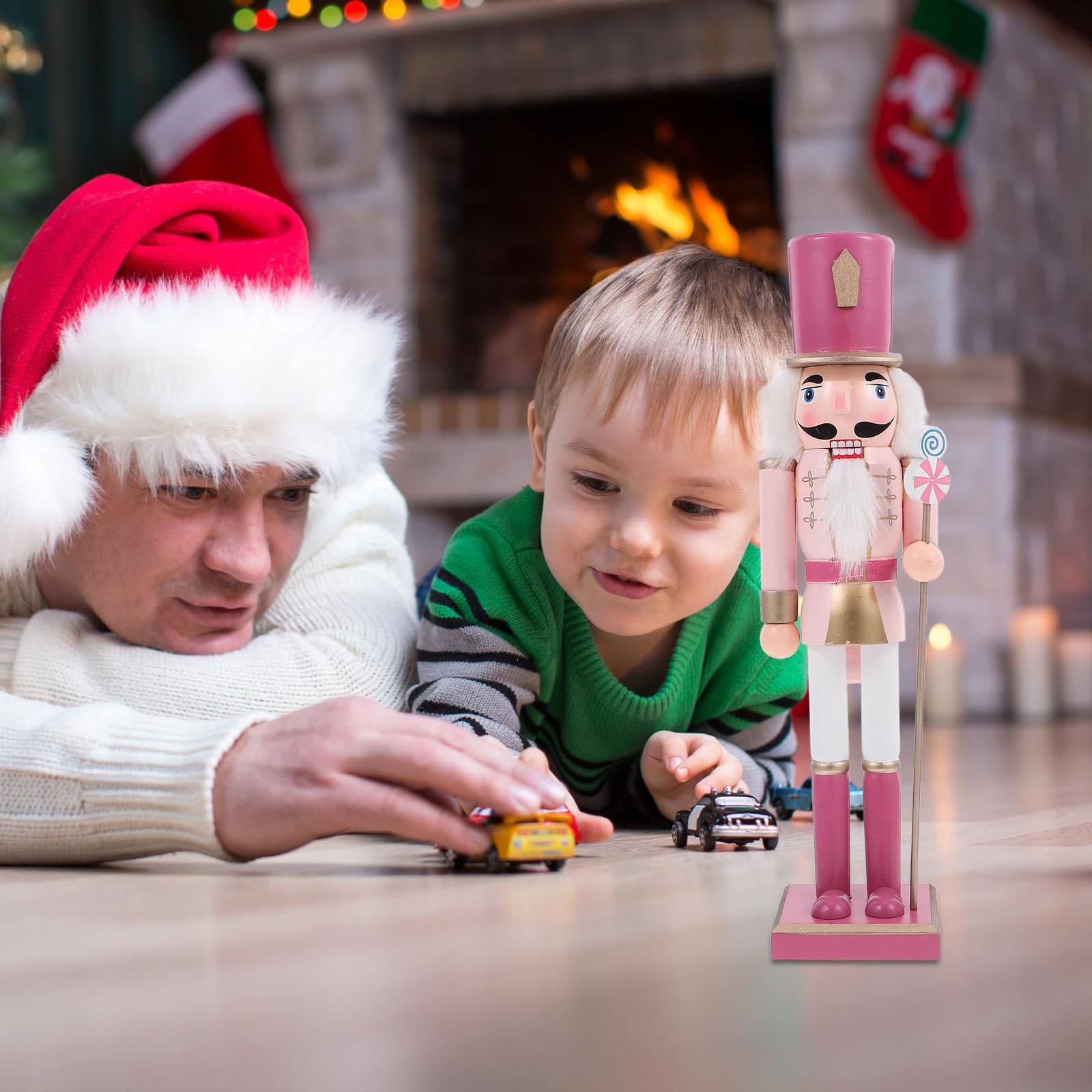 FRCOLOR Weihnachtsdekoration Nussknacker Figur Holz 38cm Bunte Malerei Deko für Innen Festliche Saison