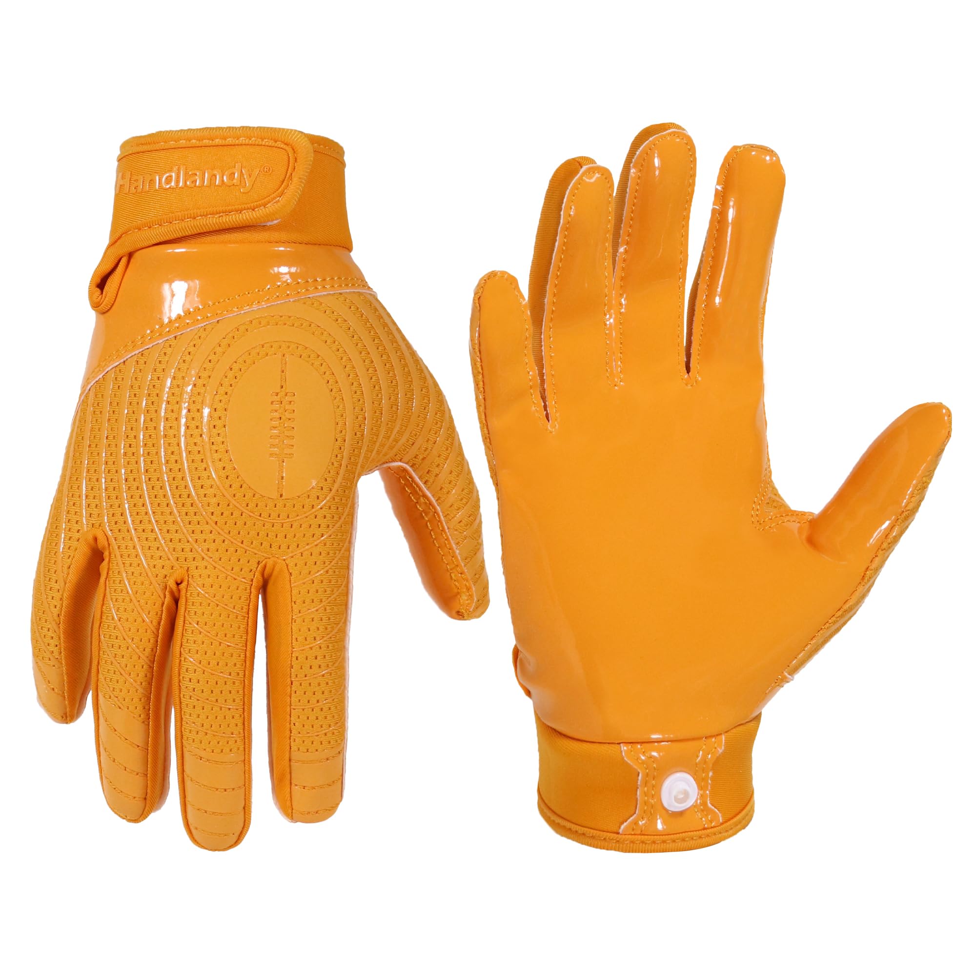 HANDLANDY Youth American Football Gloves, Sticky Wide Receiver Gloves for Kids Boys Girls, Stretch Fit Football Gloves (Orange, XS) — image 1