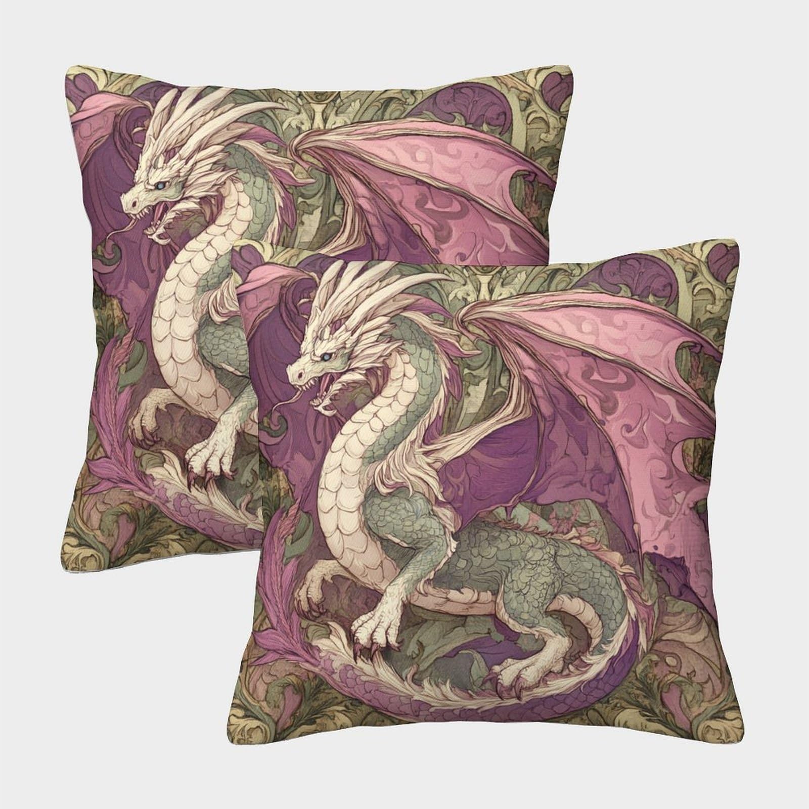 kaiyun 2 Pack Art Nouveau Style,Dragon 3D Image Printed Single-sided Cushion Cover 40x40cm