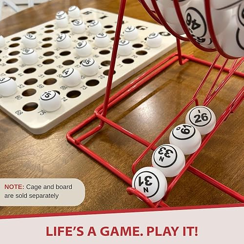 Miniatura 22 de MR CHIPS Bolas de bingo profesionales de 1.5 pulgadas (1.496 in), color blanco, doble número, bolas de repuesto estilo ping pong para jaulas