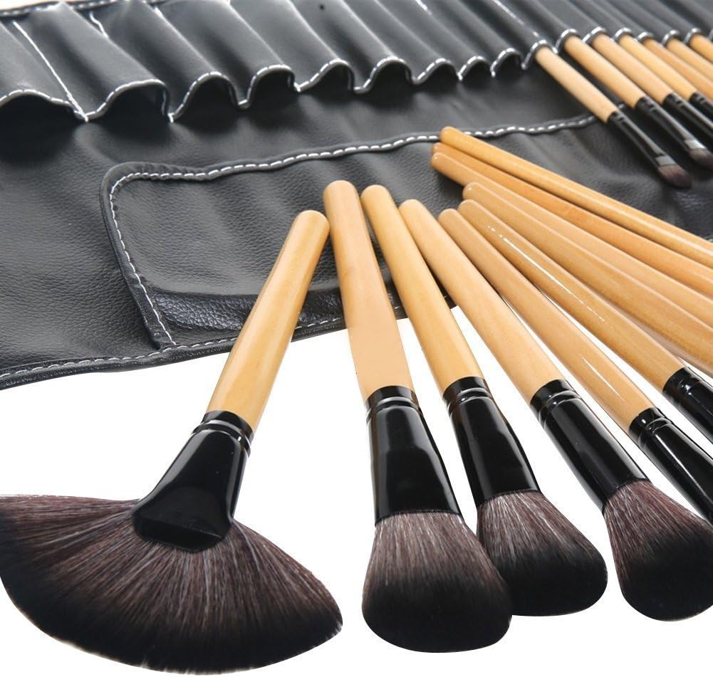 32pcs Makeup Brush Set, Superior Soft - Lady Studio Pro Cosmetic Brush Set Kit with Travel Case (Wooden)