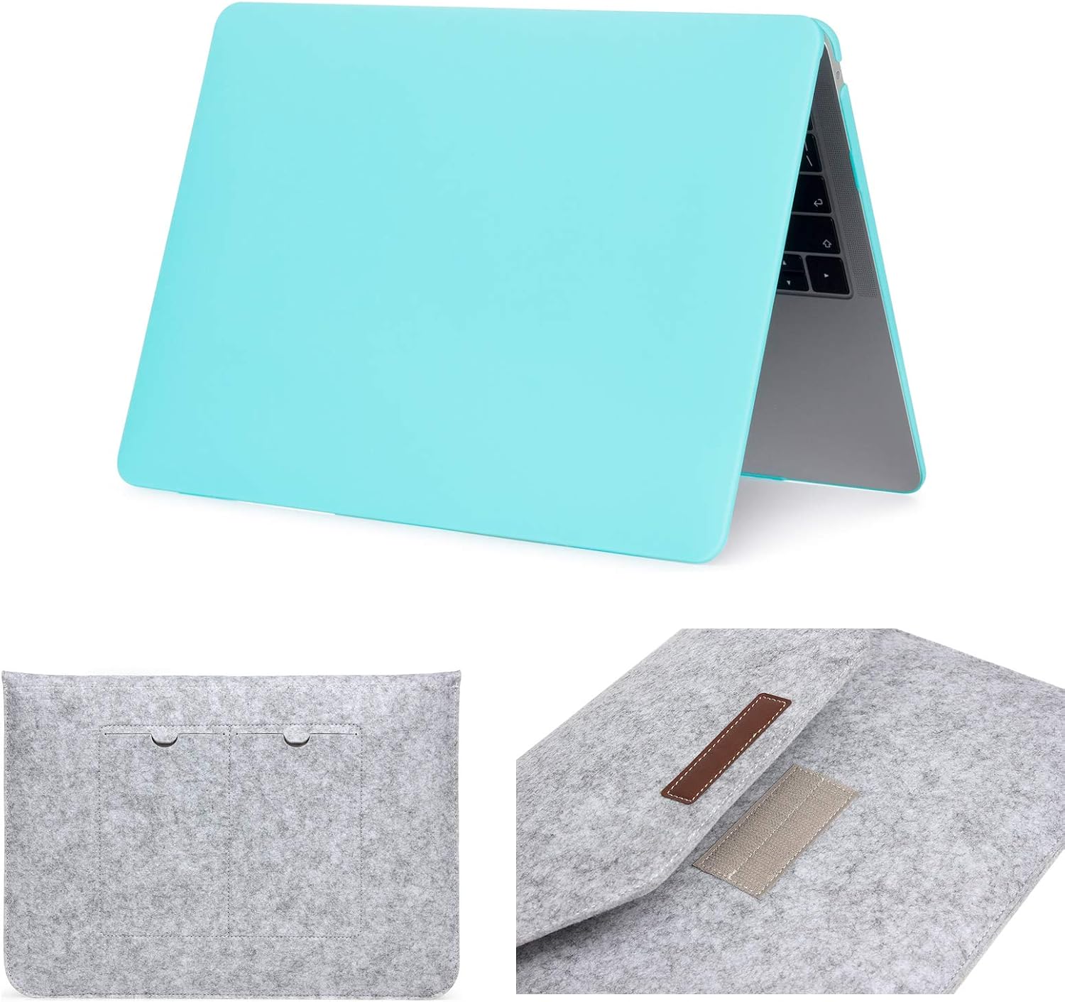 Get Discount Offer Keyrun MacBook Air 13-inch(2018/2019 Release) A1932 Hardshell Case & Felt Sleeve 5 in 1 Bundle with Screen Protector, Keyboard Cover & Dust Plug - Turquoise