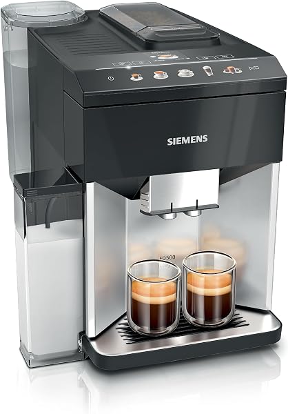 SIEMENS EQ500 Fully Automatic Bean to Cup Coffee Machine with coffeeSelect Display, oneTouch DoubleCup, 9 Coffee Beverages, autoMilk Clean in Daylight, TQ513GB1, Silver/Piano Black - 1