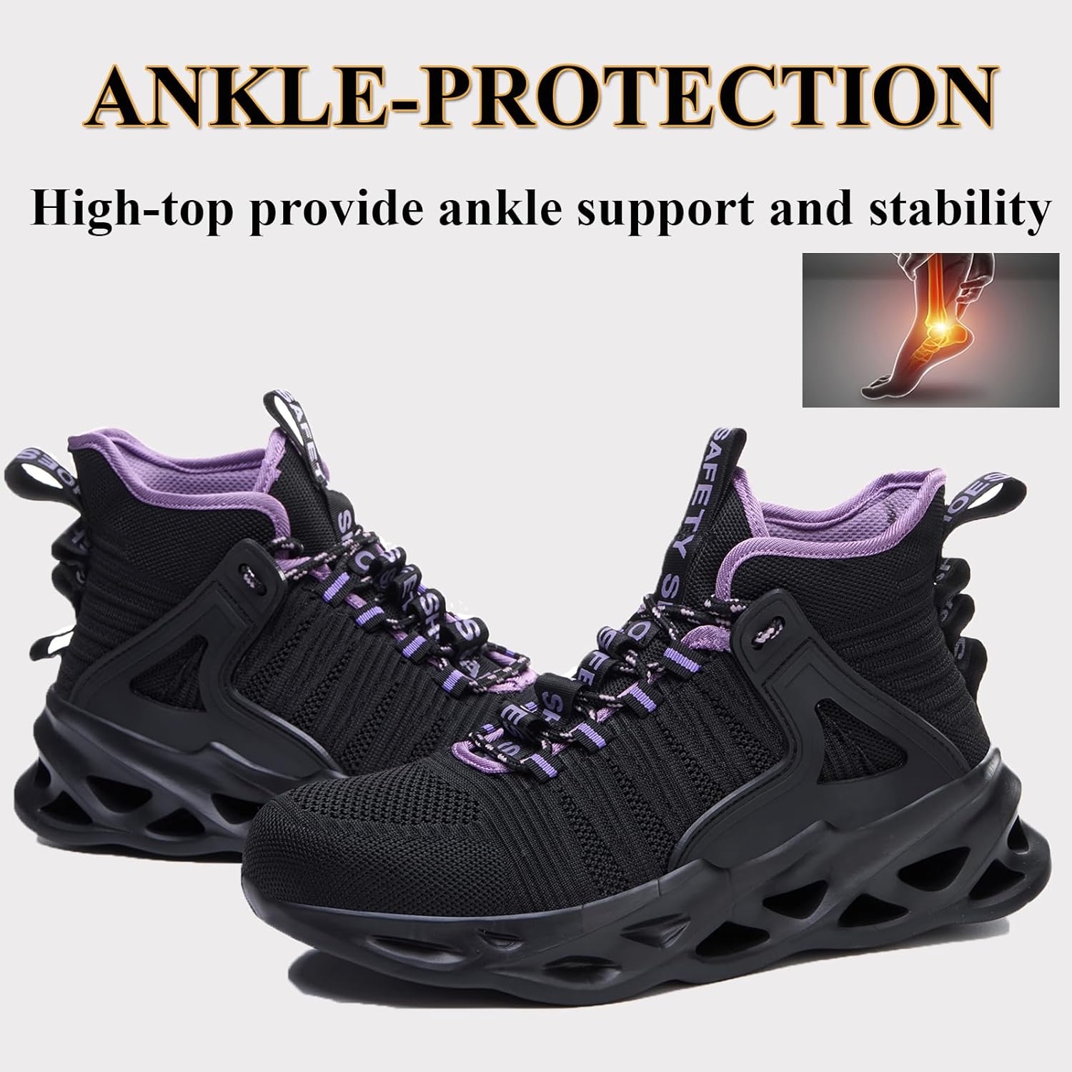 Steel Toe Boots for Men Women Slip Resistant Work Boots Lightweight High Top Steel Toe Shoes Breathable Safety Shoes
