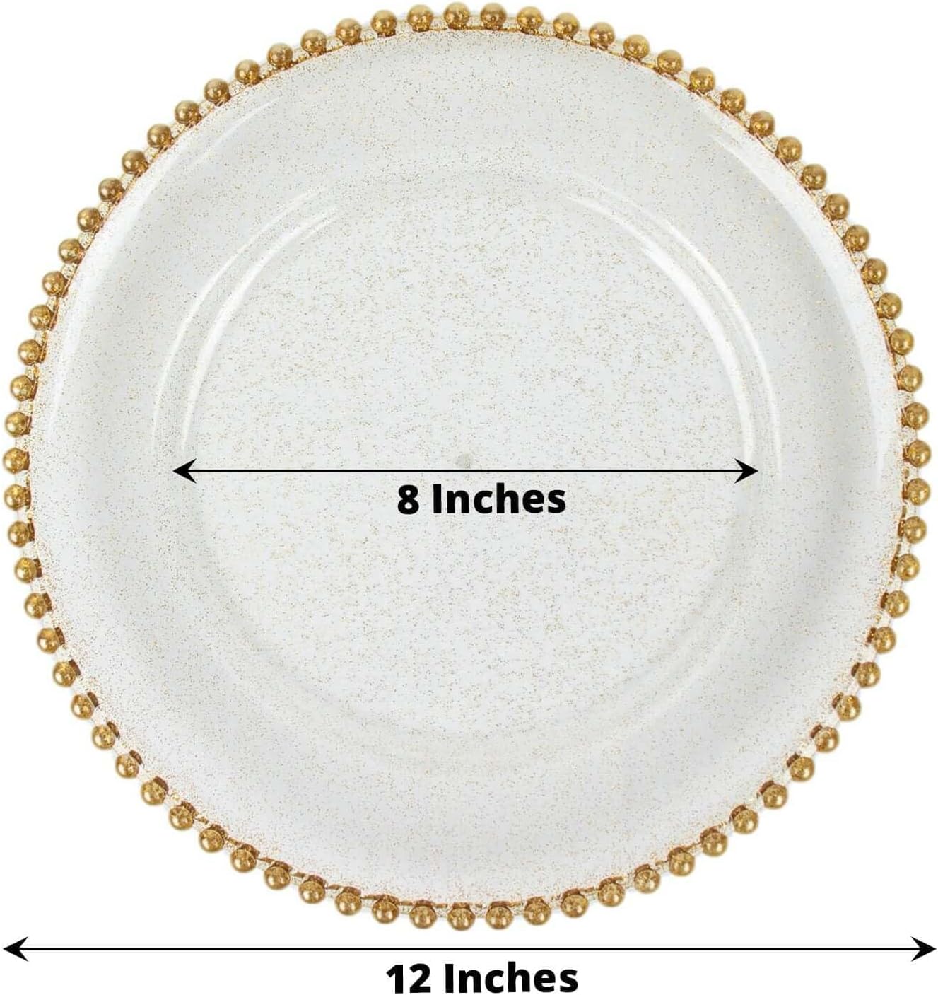Efavormart 13" Charger Plates - Set of 12 - Clear Gold Round Acrylic Disposable Chargers with Beaded Rim, Ideal for Dinner Party Wedding Bulk Events