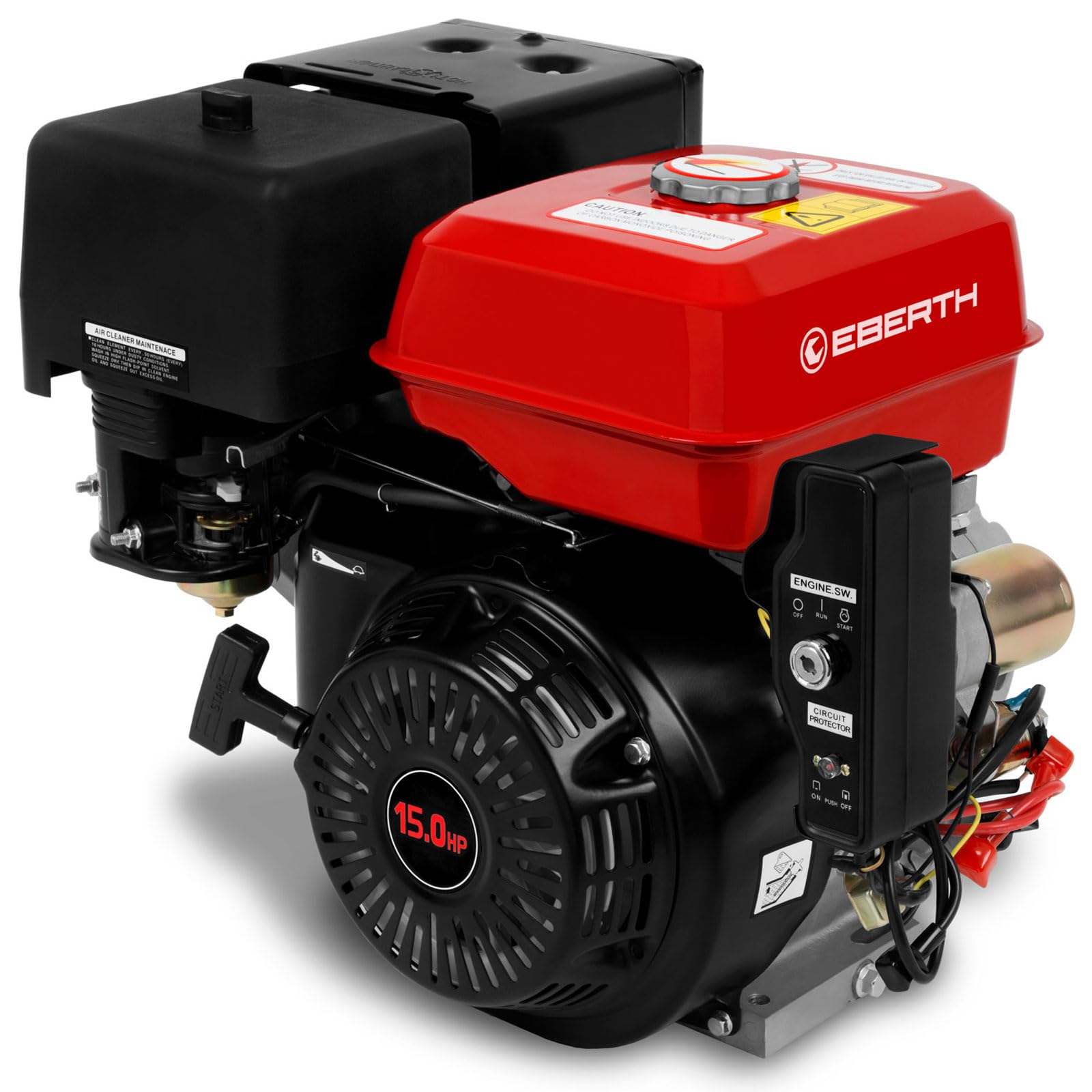 EBERTH Motore a Benzina 15 CV 11,03 kW Motore stazionario Kart Drive Frizione a Bagno d'olio, Albero Ø 22 mm, Motore a 4 Tempi, 1 Cilindro, cilindrata 420 CCM, Avviamento Elettronico