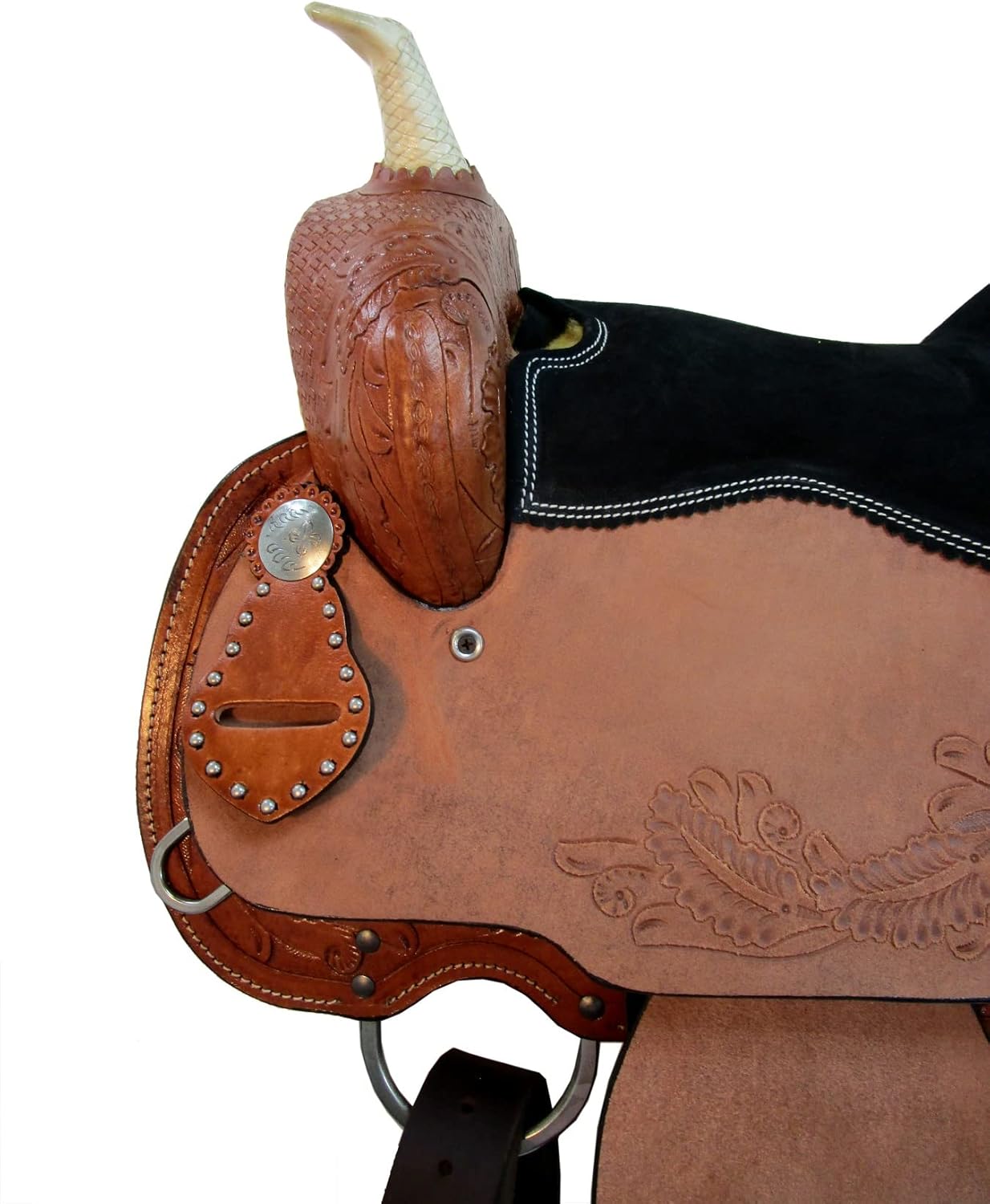 Western Saddle Barrel Racing Horse Pleasure Trail Floral Tooled Leather Rodeo Cowboy Tack Set 15 16 17 18