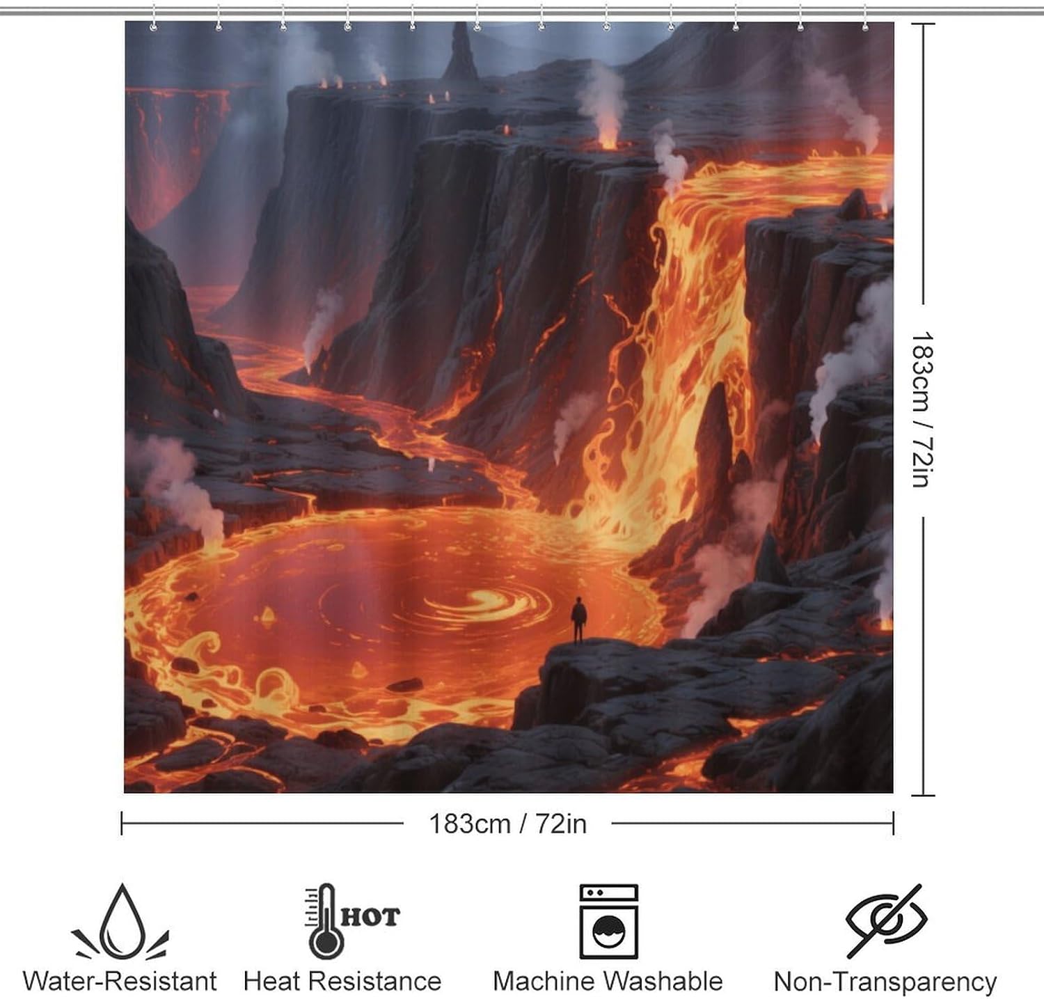 Fiery Canyon Bath Rug Set 4 Piece,Bathroom Accessories Set-Toilet Rugs U Shaped,Toilet Lid Cover,Shower Curtain and Rugs,Ultra Soft, Absorbent,Home Decor