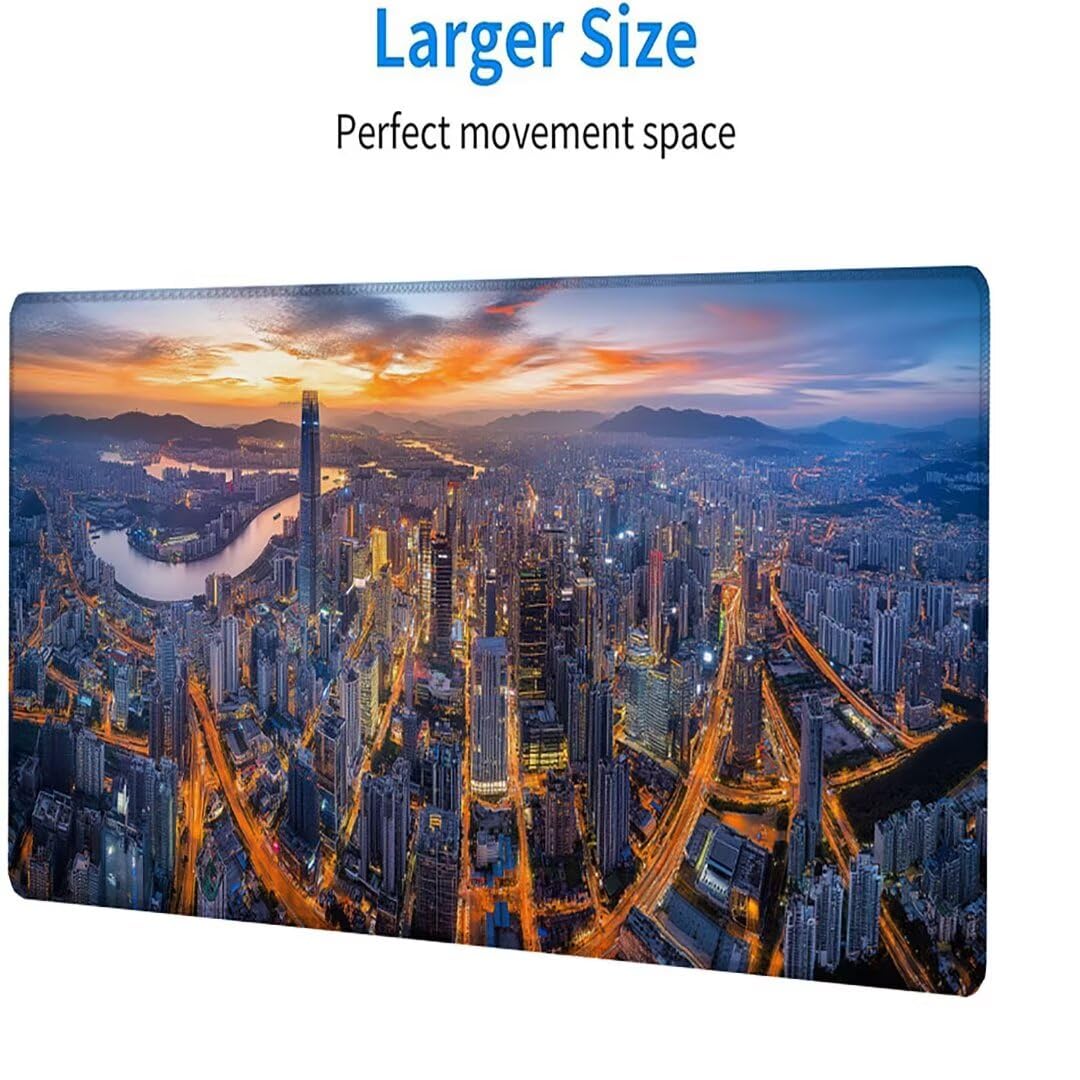Tapis De Souris Gaming Xxl - Sous-Main Pour Clavier et Souris - Tapis De Souris Esports - Base en Caoutchouc Antidérapant - Grand Tapis De Souris Couverture Complète 1200 x 600 x 3mm Noir Ville 0-N