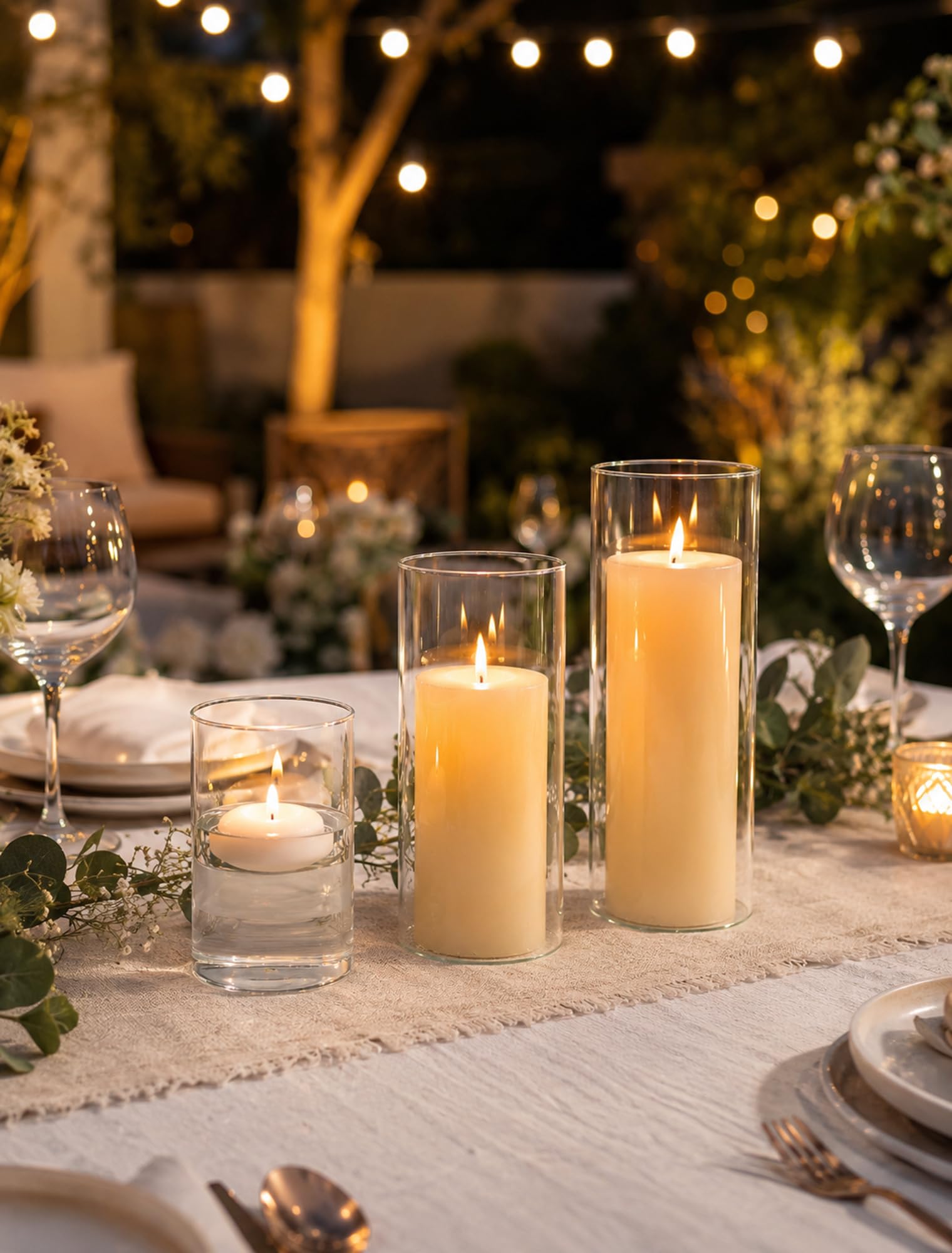 Romadedi Portacandele a cilindro in vetro per decorazione da tavolo, set di 6 portacandele ispessito migliorato per candele, vaso di vetro cilindrico per soggiorno, decorazione esterna e balcone