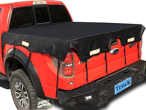 Funda de cama corta mejorada para camioneta 2022 (caja de 5.7 pies) para Ford F150F150 Raptor Truck Bed Lona con cinturones elásticos, color negro