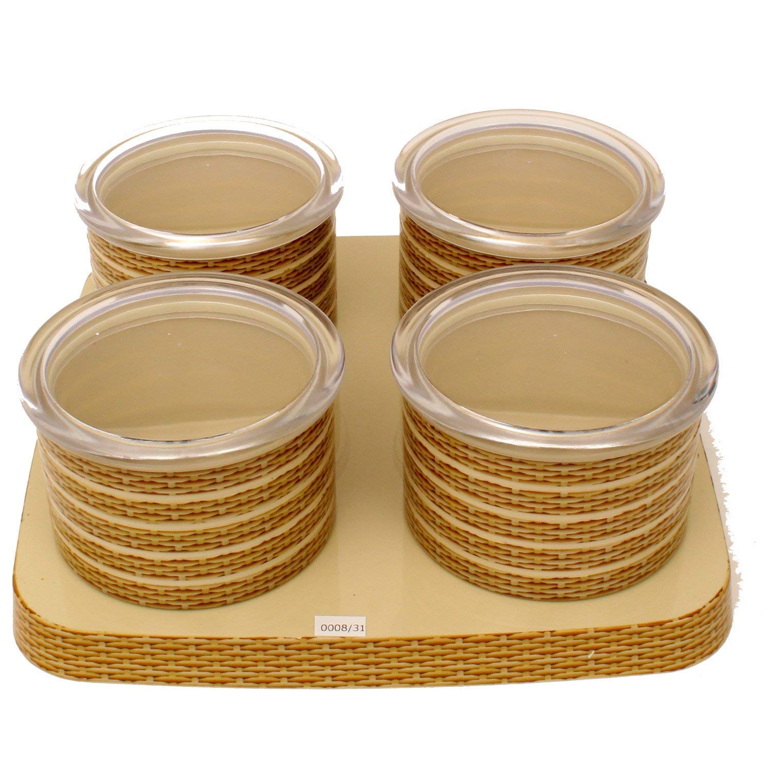 Nayasa Ribbon Plastic Dry Fruit Container 540 ml, 4 Pieces, Gold