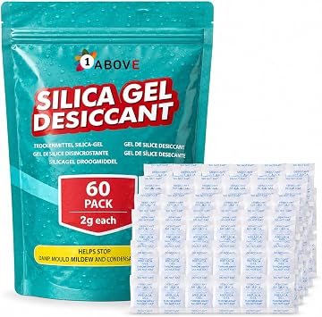 2g Silica Gel Sachets 60 Pack Desiccant Moisture Absorber Bags | 60 pack of 2g silica gel sachets helps absorb moisture and reduce damp, mould, mildew and condensation in storage areas.
