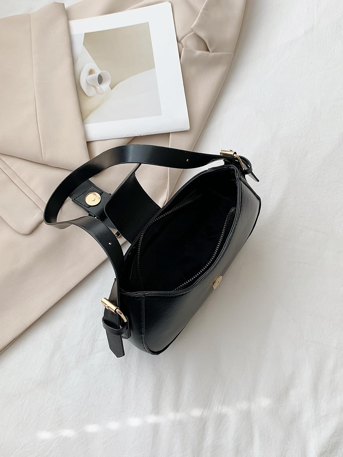 SHENHE Women's Y2k Shoulder Bag PU Leather Small Hobo Purse Buckle Underarm Shoulder Bag - Image 4