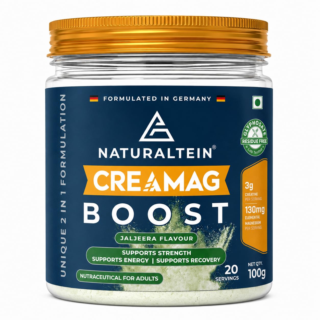 Naturaltein Creamag Boost Creatine 3g + Magnesium Bisglycinate 130mg Supplement Powder, Berry Flavour, Supports Strength, Energy & Recovery, 100g (20 Servings) — Amazon image 12