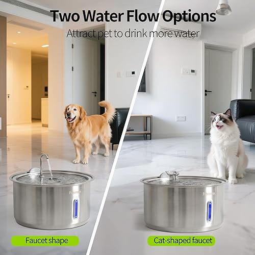 Miniatura 8 de Fuente de agua grande para perros, dispensador automático de agua de acero inoxidable de 11 litros2.8 galones con 15 filtros de repuesto, 2 bombas