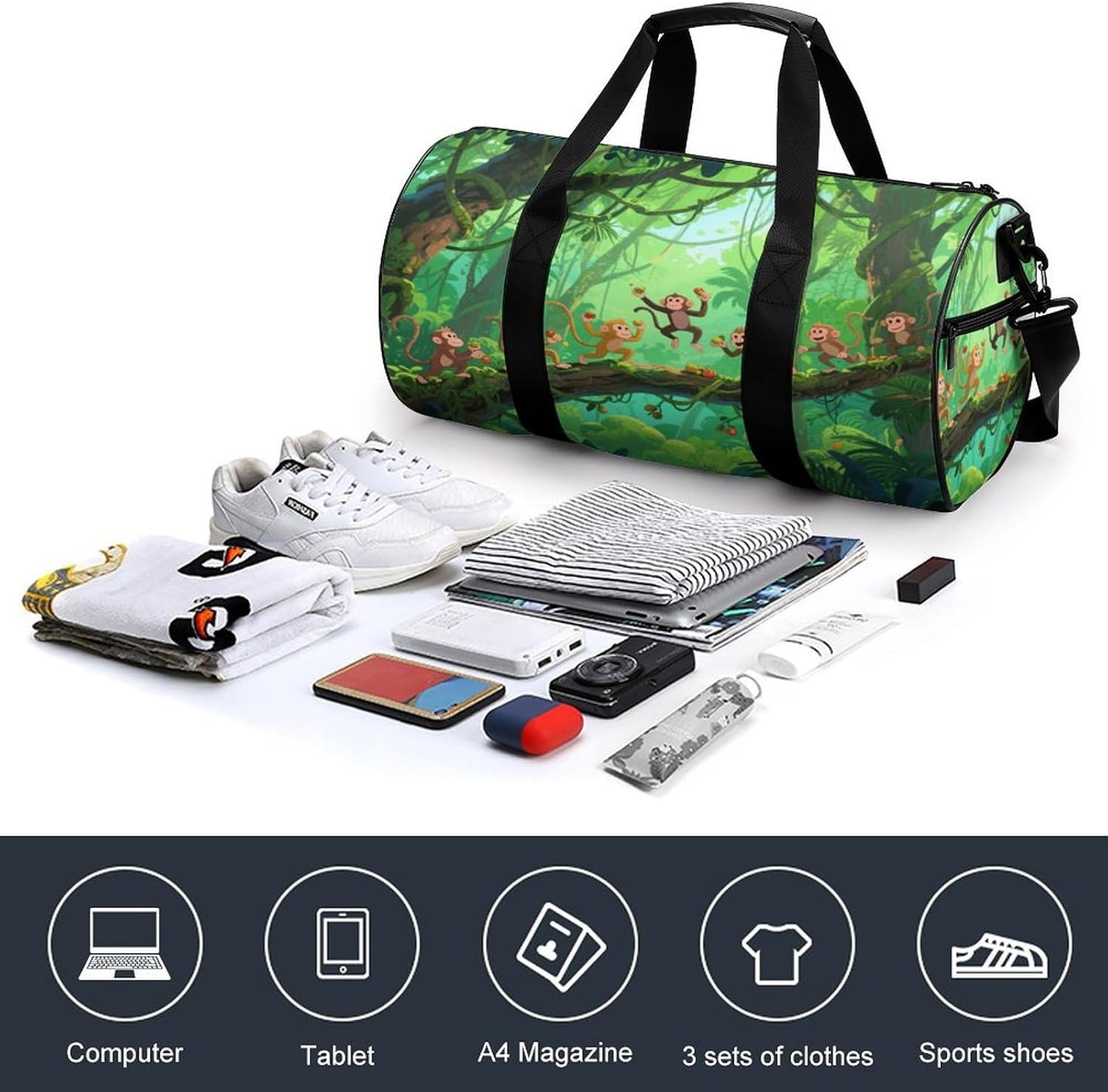 Monkey Tribe Gym Bag Duffle Bags Weekender Overnight Bag image 4