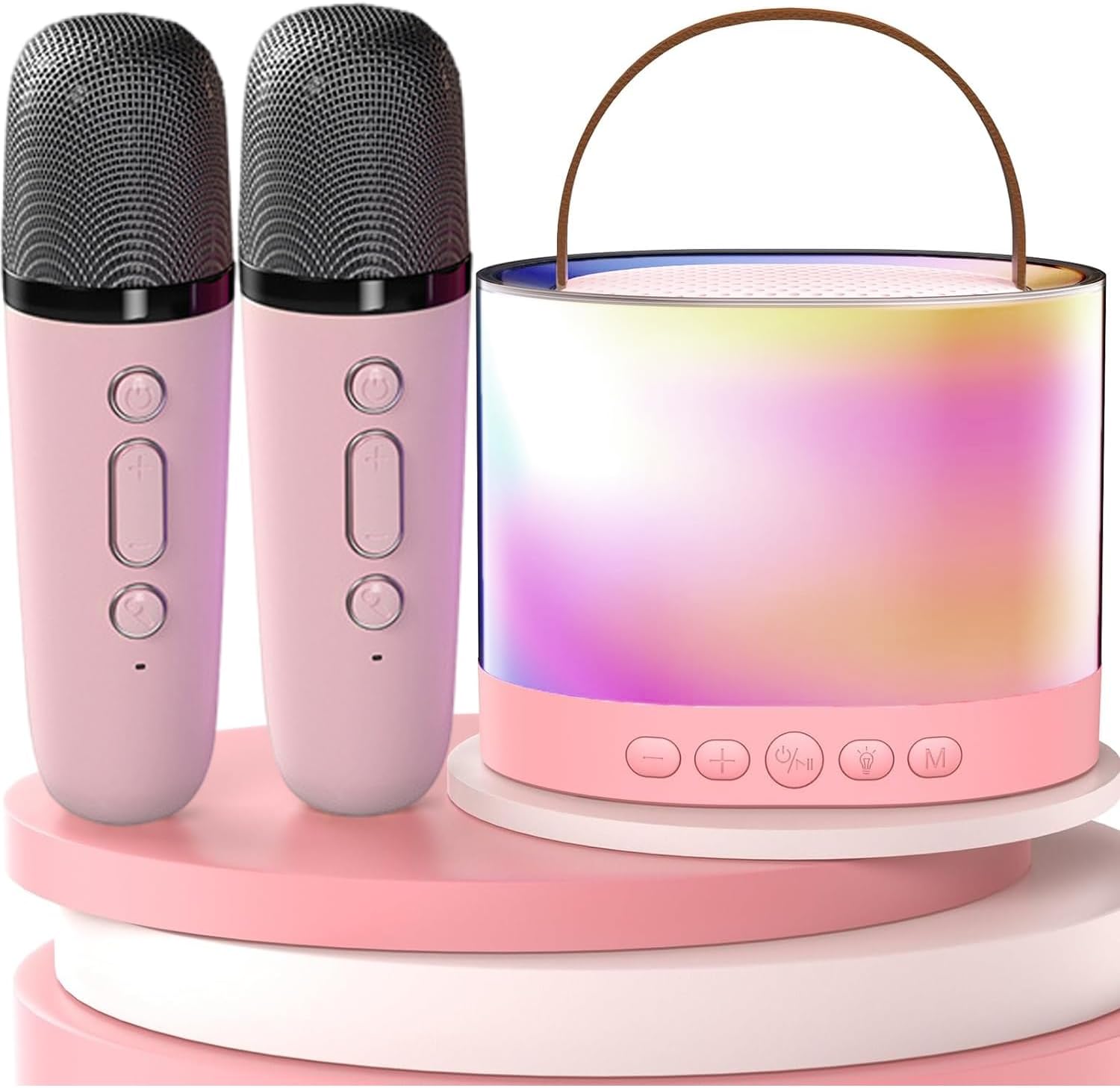 Masroo Mini Karaoke Machine for Kids,Portable Bluetooth Speaker with 2 Wireless Microphones for Adults,Ideal Fun & Musical Gift for Children,Great Home Party Birthday Gift for Girls&Boys