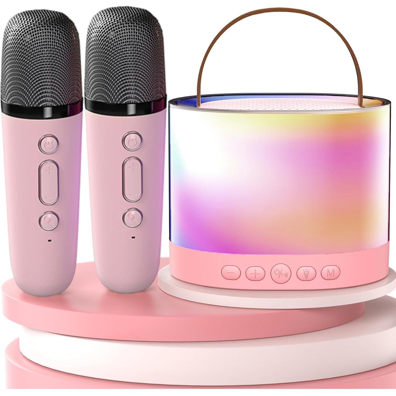 Masroo Mini Karaoke Machine for Kids,Portable Bluetooth Speaker with 2 Wireless Microphones for Adults,Ideal Fun & Musical Gift for Children,Great Home Party Birthday Gift for Girls&Boys