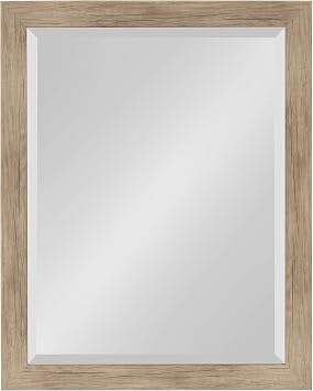 DesignOvation Beatrice Framed Decorative Rectangle Wall Mirror, 21 x 27, Rustic Brown, Farmhouse Rectangular Vanity Mirror for Use as Bathroom Mirror for Over Sink or Rustic Entryway Mirror