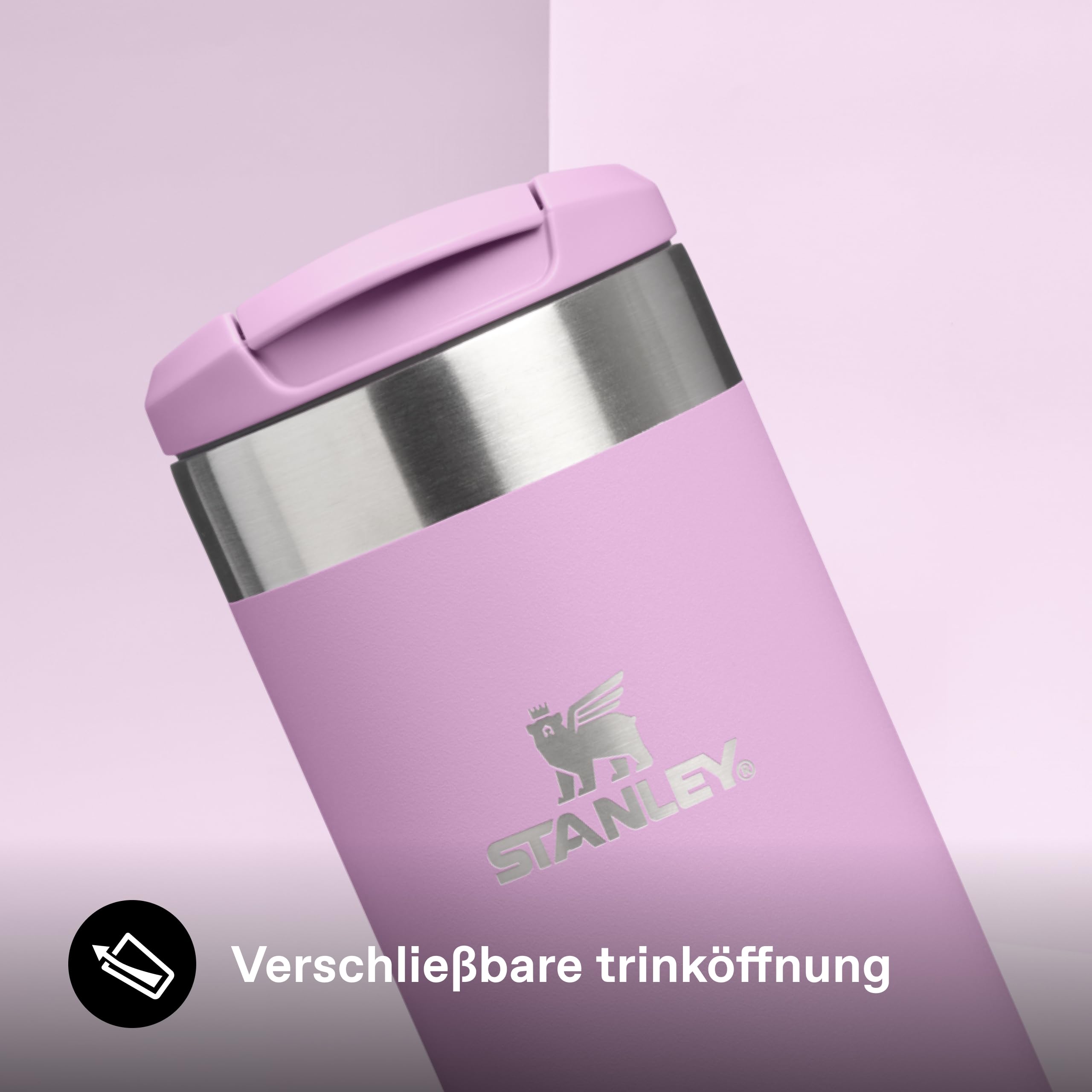 STANLEY 1913 Aerolight Transit Thermobecher 0.47L - Lilac | Hält 6 Std. heiß - 8 Std. kalt - Spülmaschinenfest - Auslaufsicher - Becherhalter kompatibel