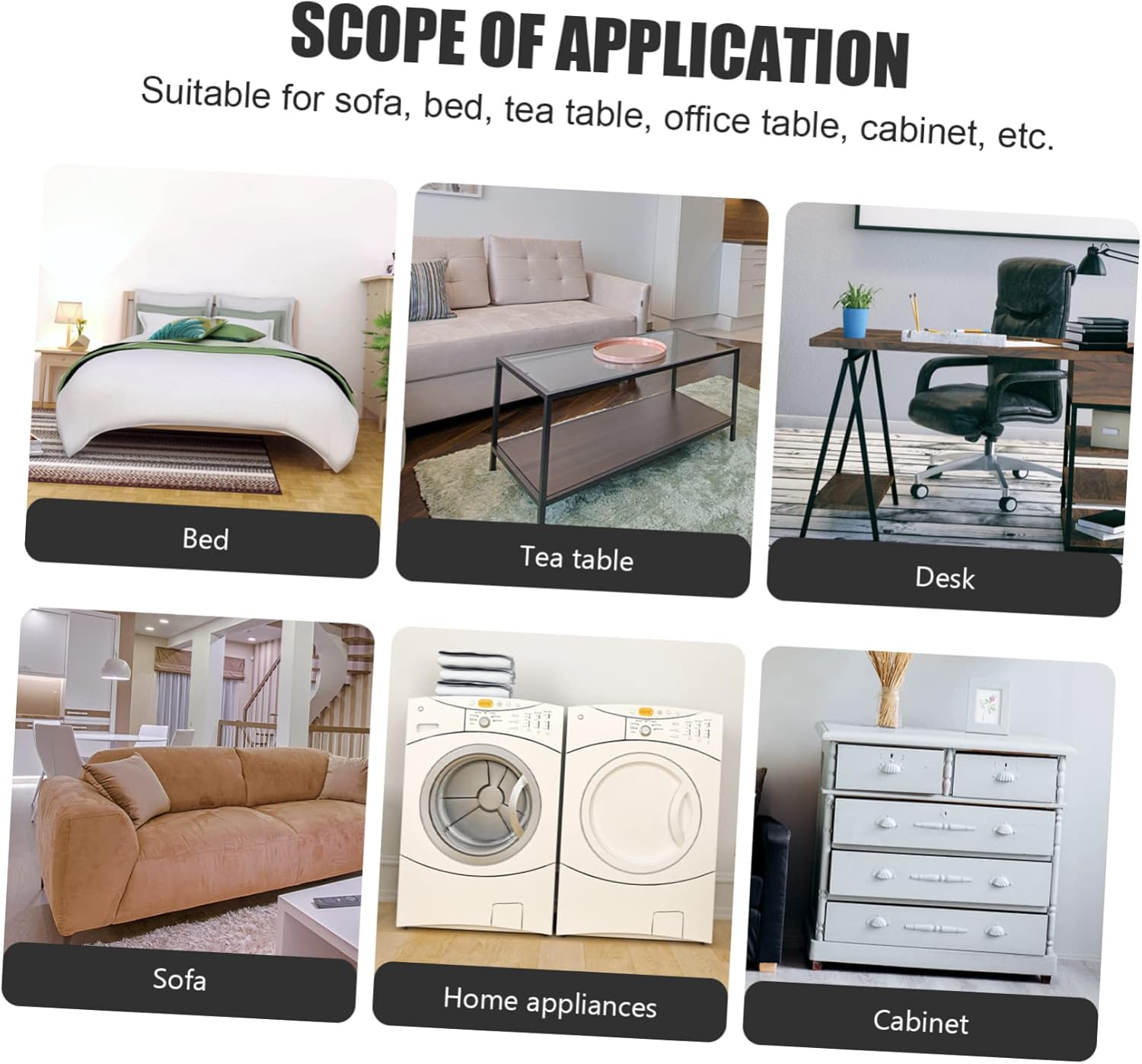 CHILDWEET 4pcs Adjustable Bed Furniture Risers Heightening Pads for Sofas Tables Chairs Non Slip Base for and Living Rooms Elevates Furniture for Better Ventilation