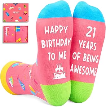 Zmart Birthday Gift Ideas - Socks for 20 21 22 24 25 30 Year Olds Woman