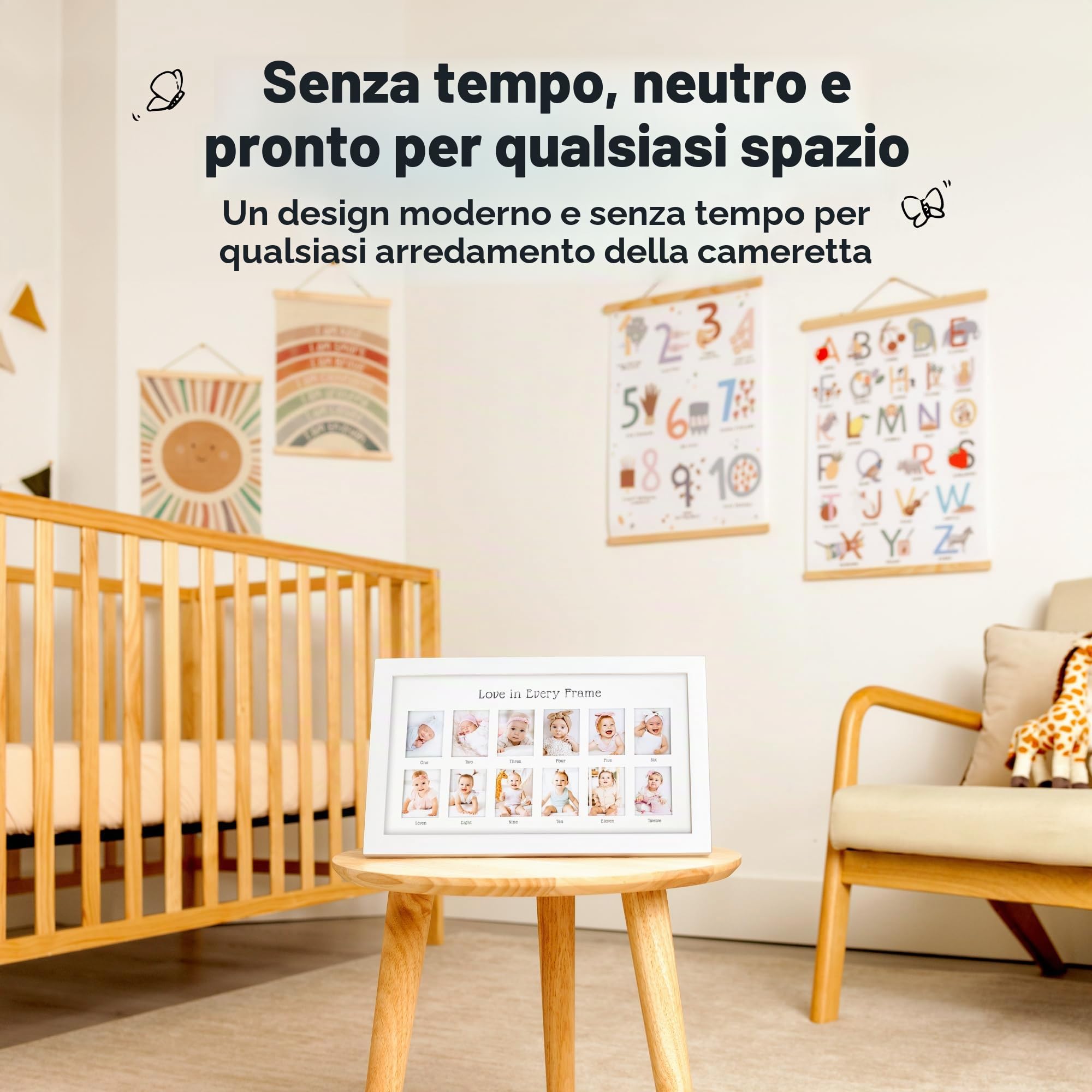 KeaBabies Cornice portafoto con scritta My First Year, cornice per foto di 12 mesi, per neonata, regalo per baby shower, ricordo mensile per un anno di compleanno, per il primo asilo (Alpine White)