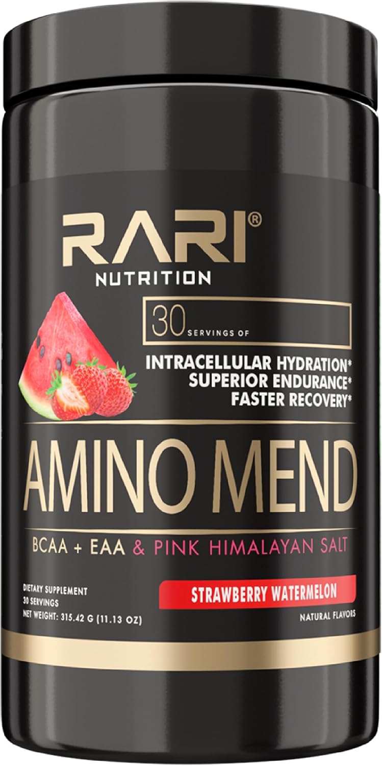 RARI Nutrition Amino Mend Workout Recovery Drink - 5000mg BCAAs, 2085mg EAAs, 30 Servings, Strawberry Watermelon Flavor