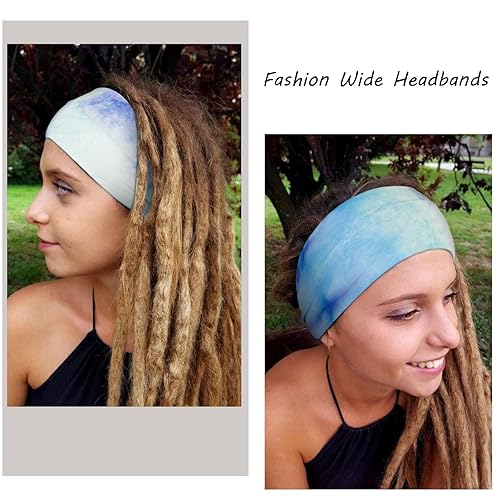 Miniatura 4 de 6 diademas deportivas para mujer, bandas anchas de cachemira, banda elástica para el cabello, bufanda para el cabello, estampado floral, diadema