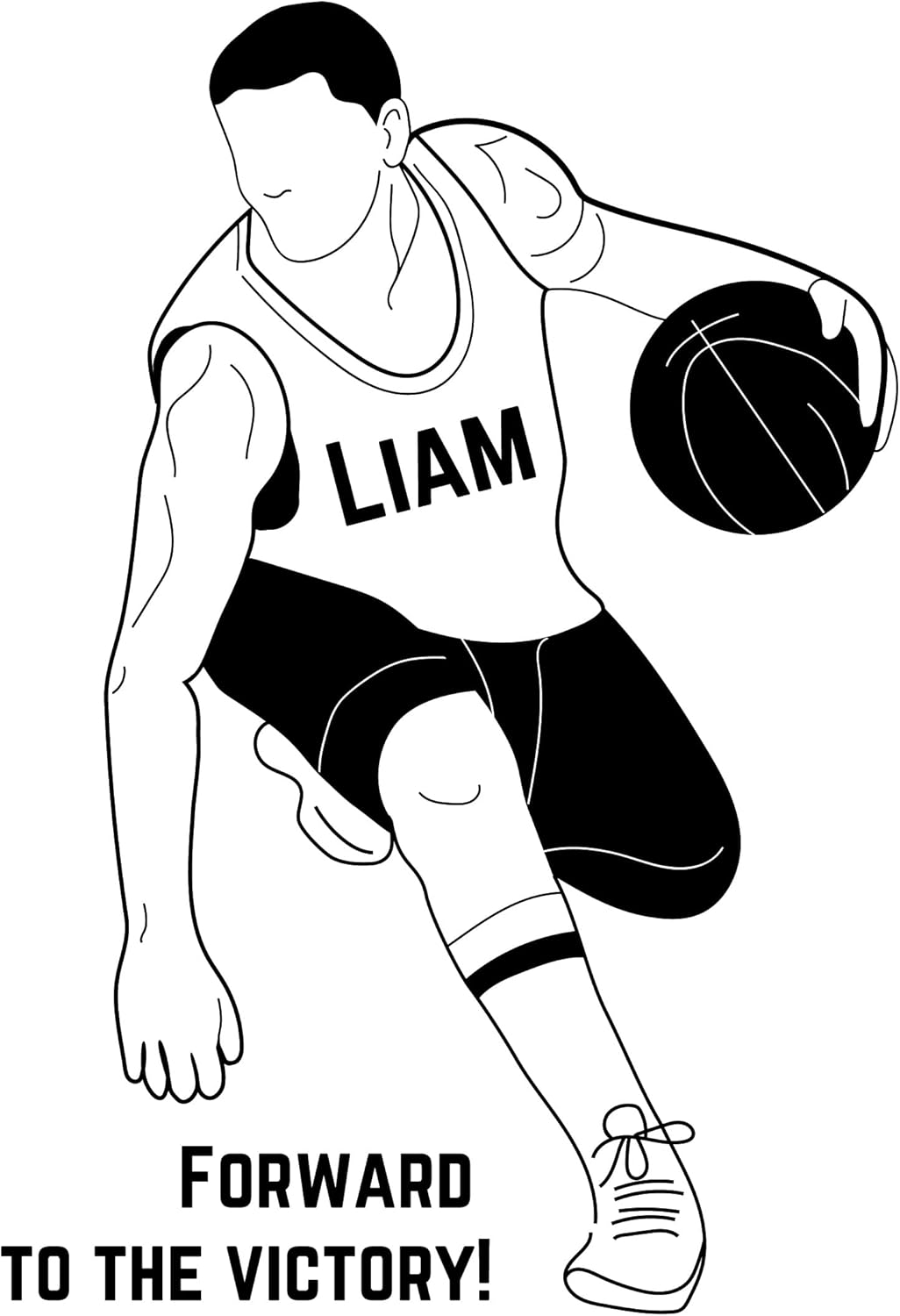 Basketball Player Wall Decal - Vinyl Sticker with Quote - Original Sports Decor with Your Own Name - Art Basketball Decoration for Children and Teens Playroom - Sticker for Man 46x67
