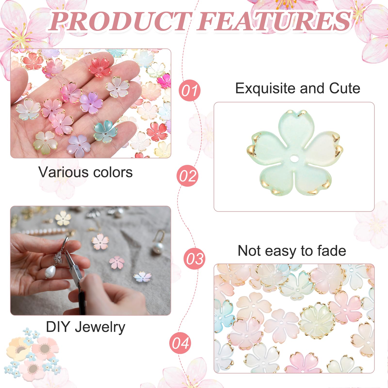 Amazon.co.jp: PATIKIL 200個入り ビーズキャップ 花座 座金 花ビーズ