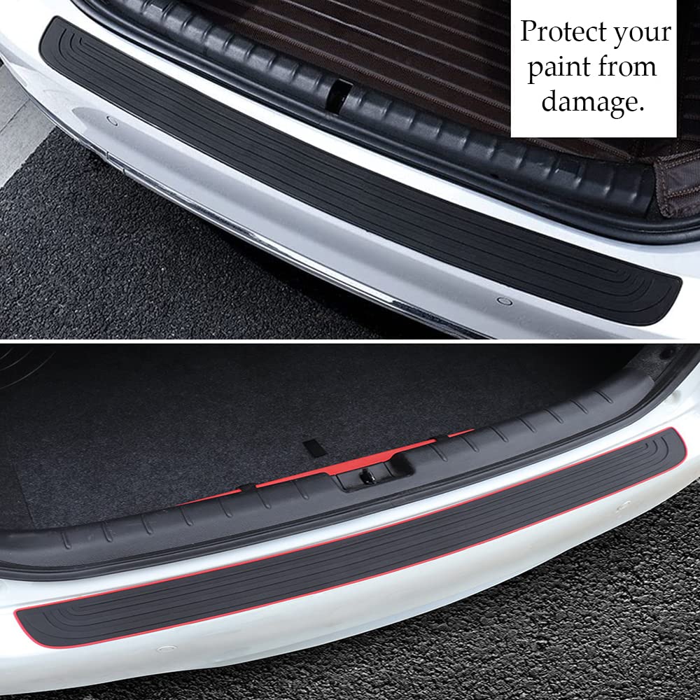 Car Rear Bumper Protector Guard, Universal Rubber Scratch Resistant Trunk Door Entry Guards Accessory Trim Cover, Scratch-Resistant Boot Sill Protector Fit for Cars, SUVs (Black)