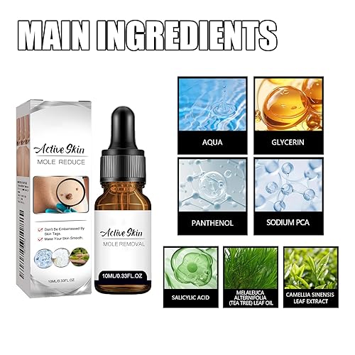 Miniatura 4 de Removedor de lunares de piel de ácido salicílico para cara y cuerpo, suero de eliminación de verrugas con cuentagotas de precisión, eliminación de