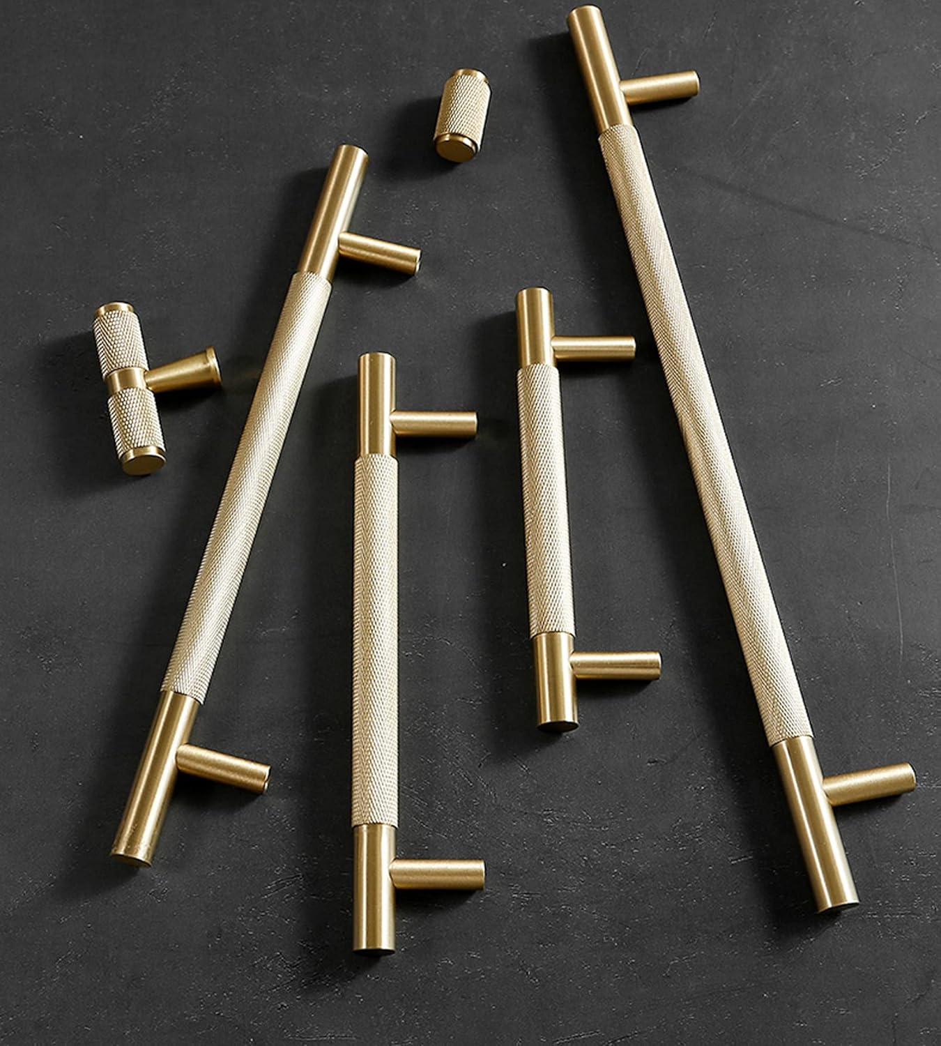 kitchen door handles,drawer handles, 1 pcs Golden Cabinet Pulls Door Knob Pull Knob Cupboard,T Bar Handle Copper Knurled Handle Furniture Drawer Pulls Handles for Kitchen cupboards (Hole Distance 128m