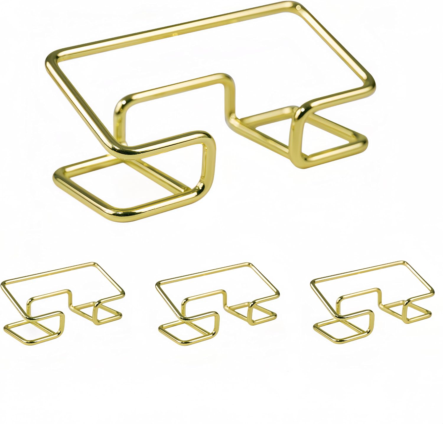 Desktop Business Card Holder, Metal Business Card Holder Display, Business Card Stands for Desk, 4 Pack, Gold