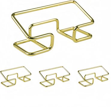 Desktop Business Card Holder, Metal Business Card Holder Display, Business Card Stands for Desk, 4 Pack, Gold
