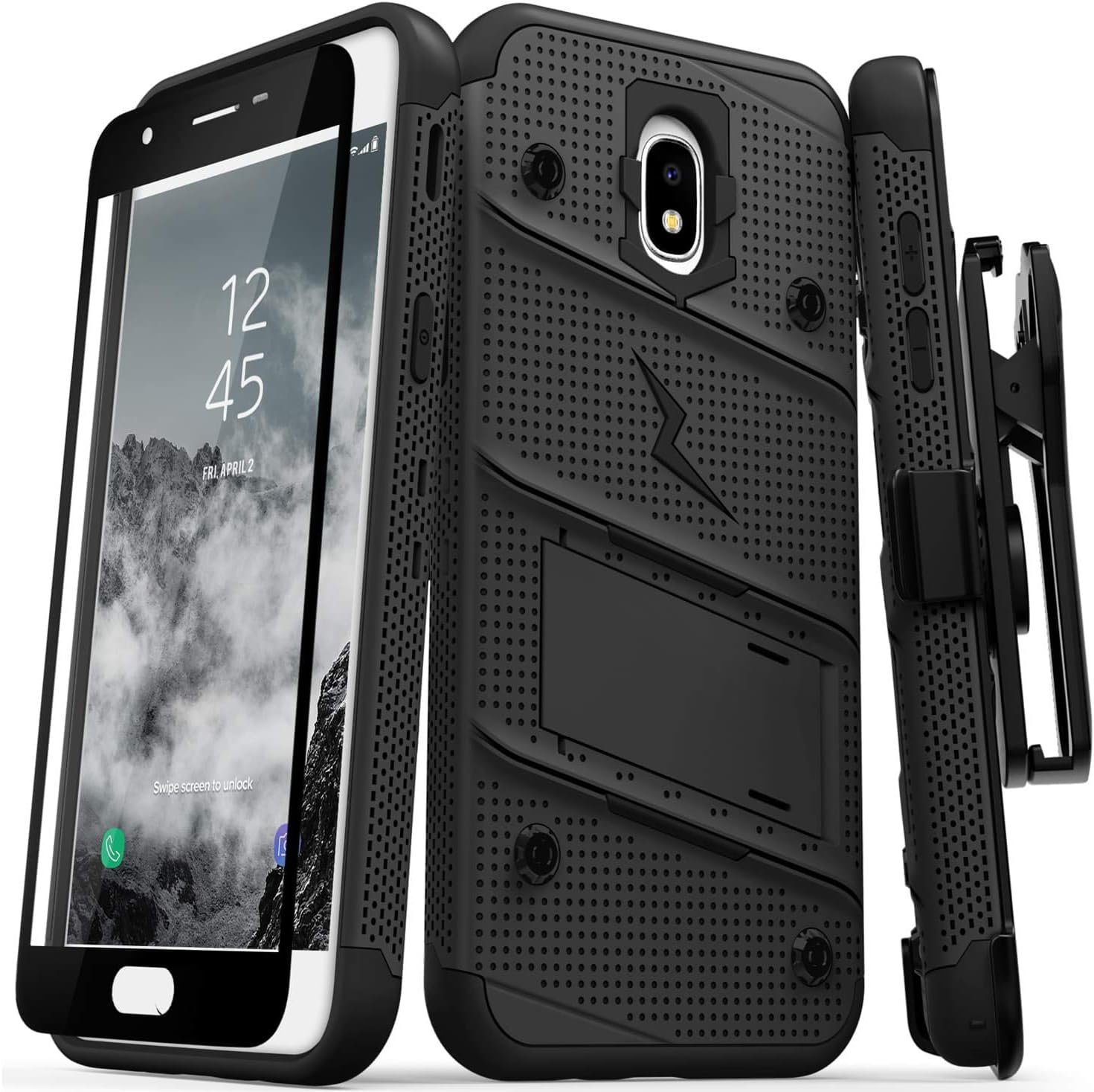 ZIZO Bolt Series Galaxy J7 2018 Case Military Grade Drop Tested with Tempered Glass Screen Protector Holster Galaxy J7 Refine J7 Star