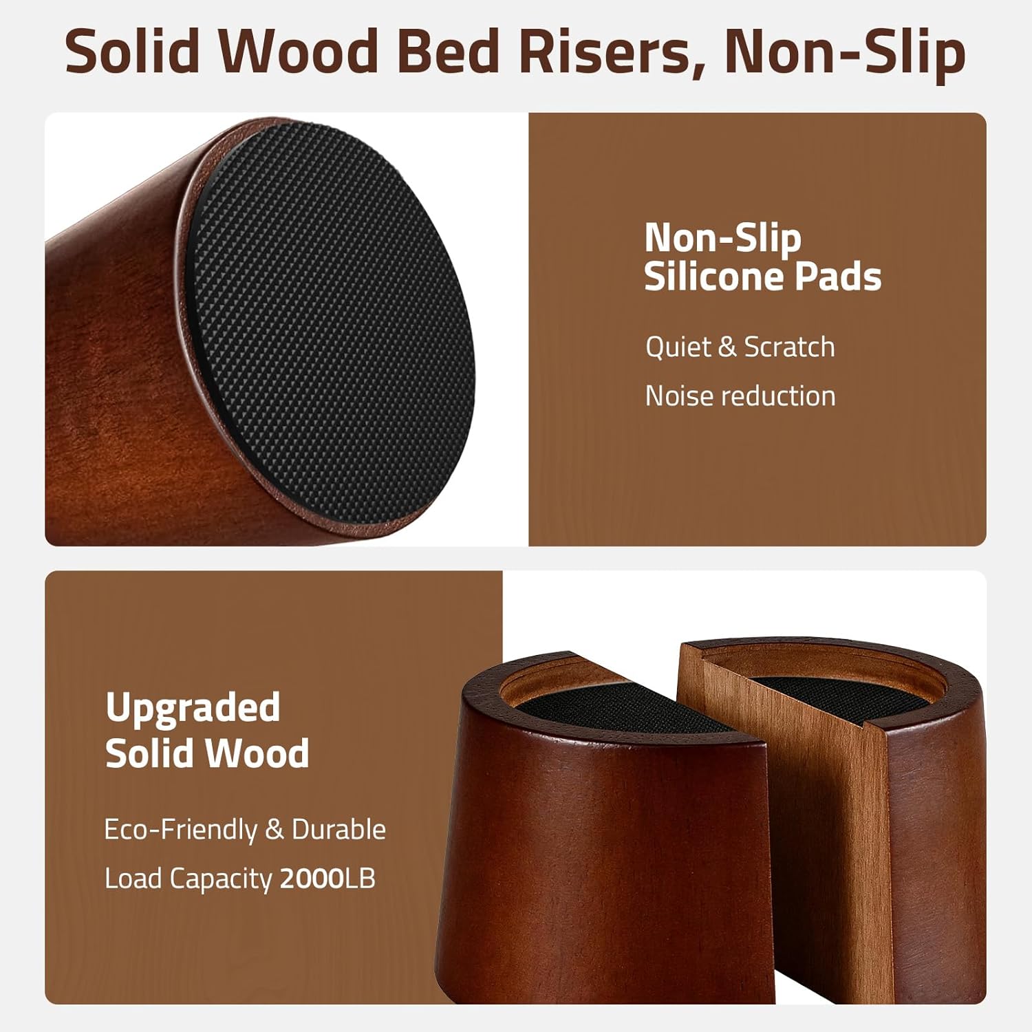 Furniture Raisers Bed Risers - 2 Inch Wooden Circle Heavy Duty Furniture Height Extenders Lifts for Sofa Couch Desk Chair Table Base Raising Space, Convenient Store and Cleaning, Pack of 4