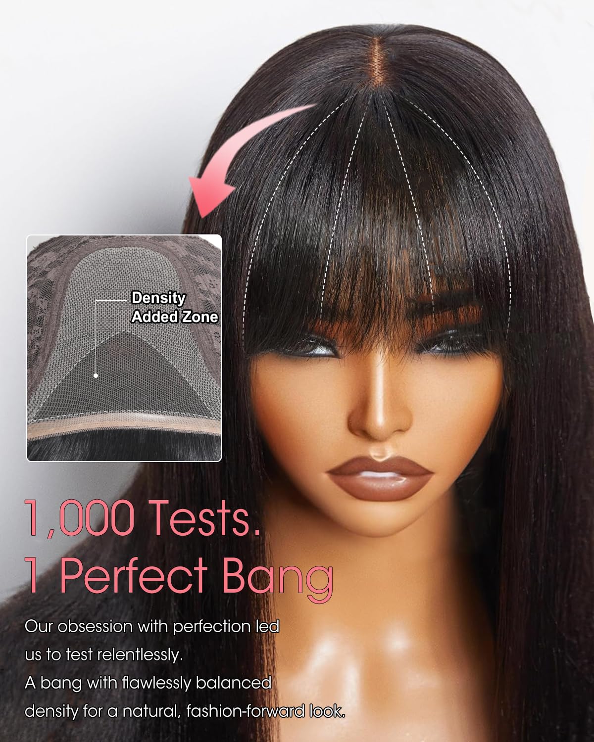 Tunfine Straight Human Hair Wigs With Fringe For Black Women Real Wear And Go Glueless Wig Human Hair 4x6 Lace Front Wigs Brazilian Glueless Black Real Hair Wigs With Bangs 24 Inch - Image 2