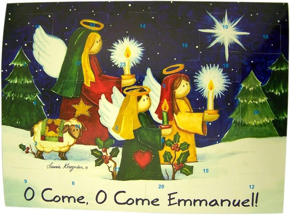 O Come Emmanuel Cardstock Advent Calendar with Die Cut Pull Tabs, 10 Inch (1) (1)