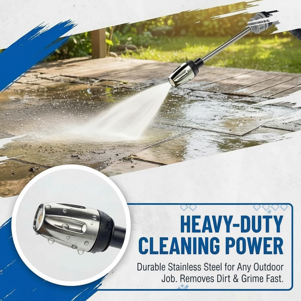 Hose Hawk Pressure Washer,High Pressure Car Wash Gun, 360° Rotating Multi-Function High-Pressure Nozzle, 3 Spray Modes, Long Wand, Microfiber Towel & Sponge Garden Pressure Washer for Car
