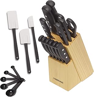 Farberware 5152501 22-Piece Never Needs Sharpening Triple Rivet High-Carbon Stainless Steel Cutlery Set, Assorted - coolthings.us