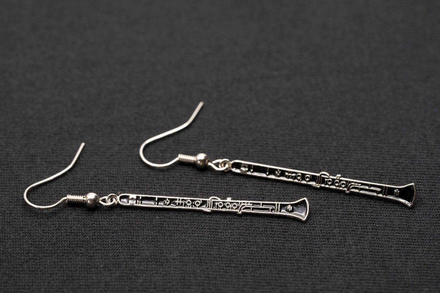 Miniblings Klarinette Musik Instrument schwarz Metall dünn - Origineller Modeschmuck I Ohrhänger Ohrschmuck versilbert