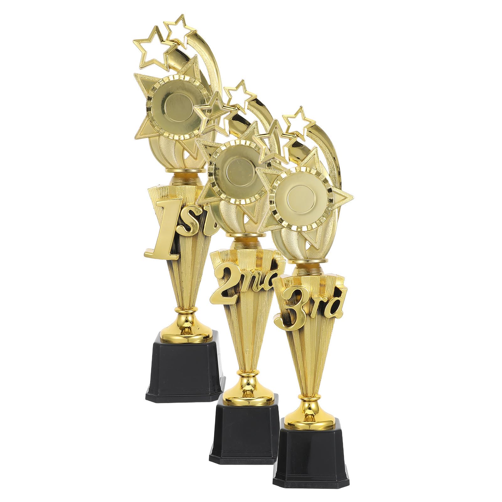 Cabilock 3 Piezas Trofeo y Fácil de Llevar Dorado PP Ligero de Plástico Estrella Eventos Deportivos y Premios de Competición