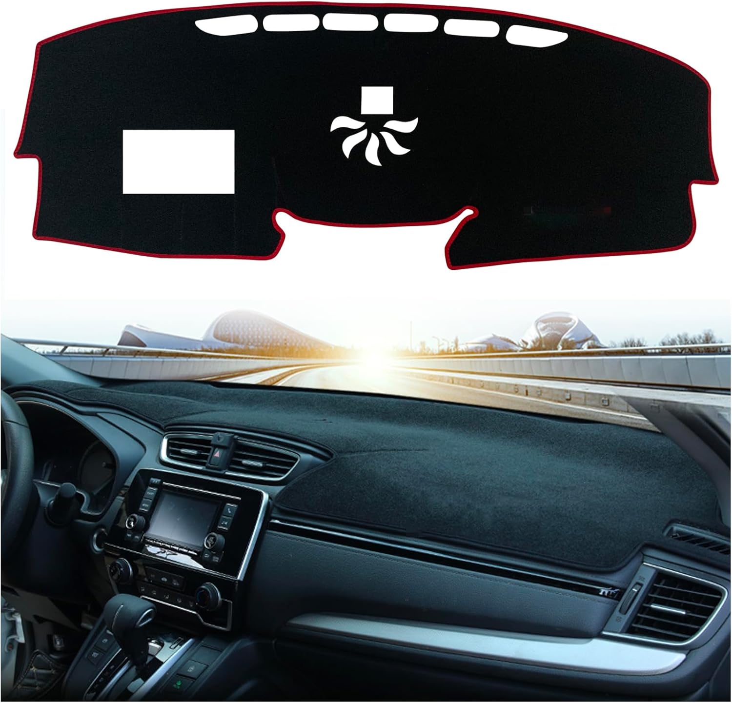 Dash Mat Cover Custom Interior Center Console Fit for Honda CRV 2017 2018 2019 2020 2021 2022 Honda CR-V Hybrid 2020-2022 2022 Dashboard mat Covers Accessories (HUD Red Rim)