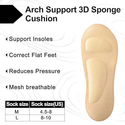 Miniatura 3 de Eurzom 4 pares de calcetines de soporte de arco para mujer, calcetines invisibles con forro acolchado 3D, medias de nailon con cojín de esponja
