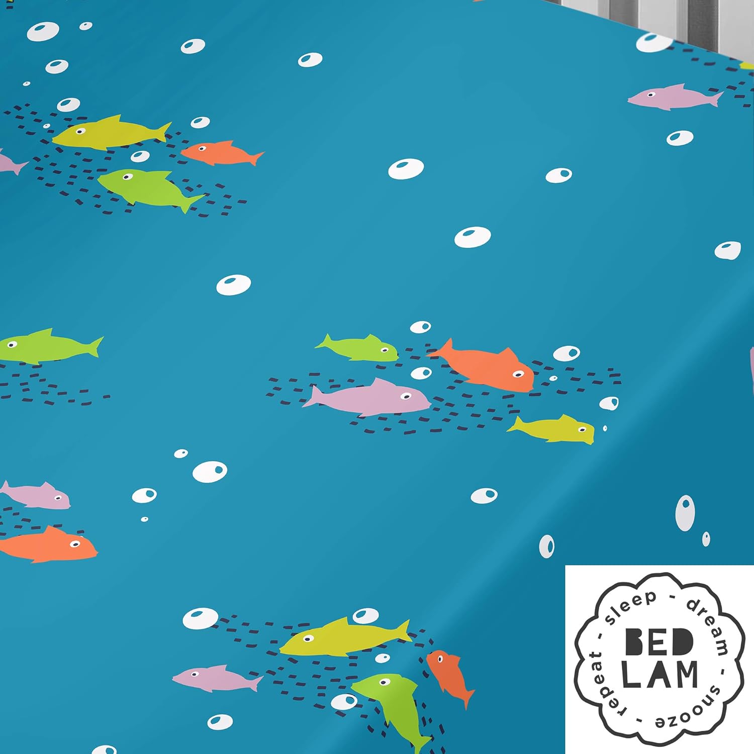 Sea Life 25cm Fitted Bed Sheet by Bedlam in Multicolour