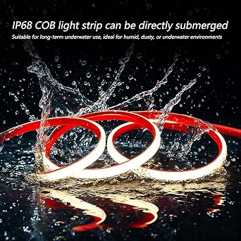 BININBOX COB LED Strip Light IP68 Waterproof Neon Rope 320 LEDs/m Cuttable LED 24V, Flexible Strip for Stairs, Aquarium, Pool, Bedroom, Christmas, Party Decoration (Warm Light 3000K, 10 Meters) [Energy Class F]